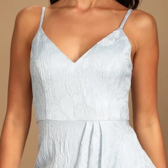 Truly Exquisite Light Blue Jacquard Tulip Midi Dress - Picture 2 of 4